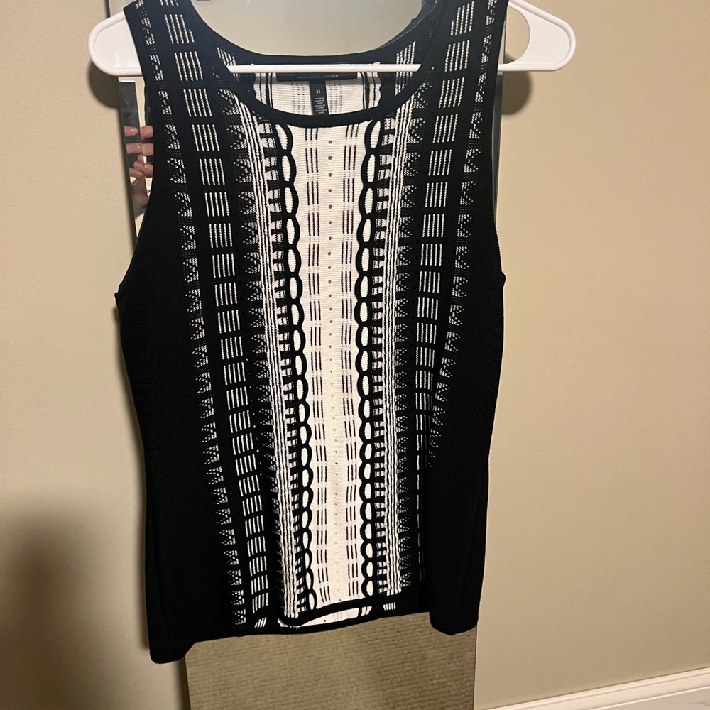 White House Black Market Black and White Lace Tank Top